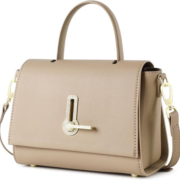 Compact Women's Handbag with Rhinestone Turn Lock & Adjustable Shoulder Strap - Picture 1 of 8